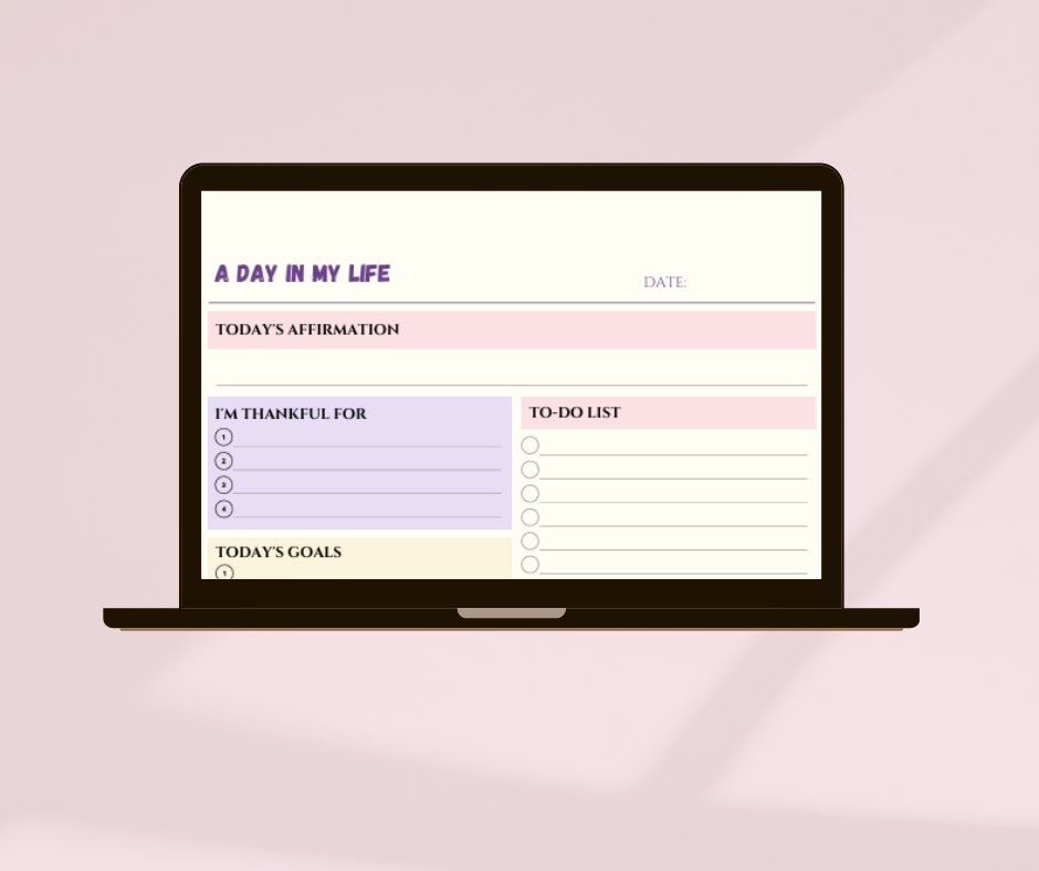 Daily Wellness & Productivity Planner | Digital Aesthetic Daily Organizer | Daily Gratitude, Goal Setting, and Meal Tracker Template