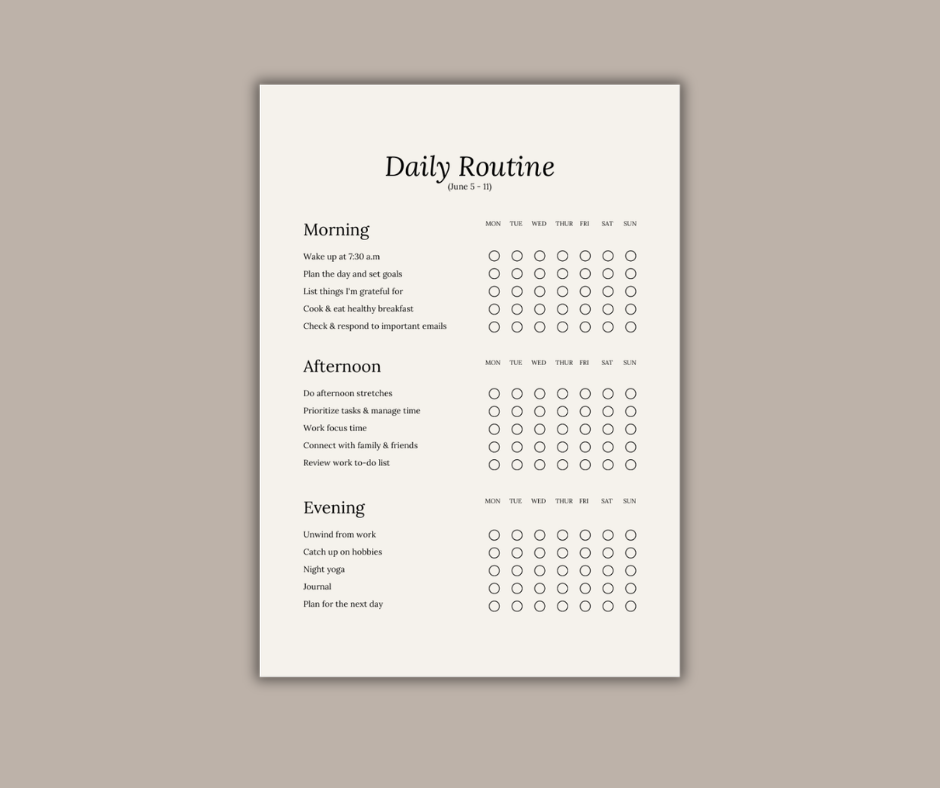 Daily Routine & Habit Tracker PDF | Comprehensive Morning, Afternoon & Evening Planner |  Instant Download