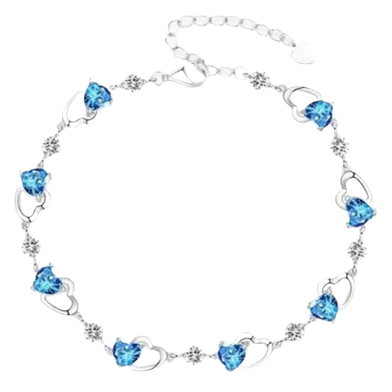 Sea Blue Zircon Heart Bracelet