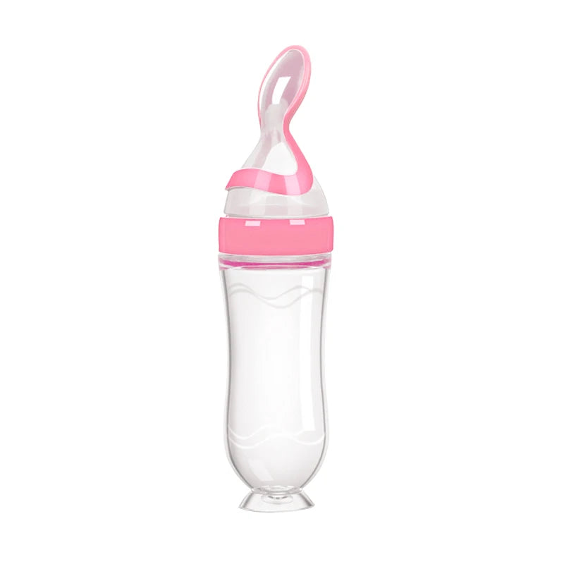 Silicone Baby Feeding Bottle with Spoon – Rice & Milk