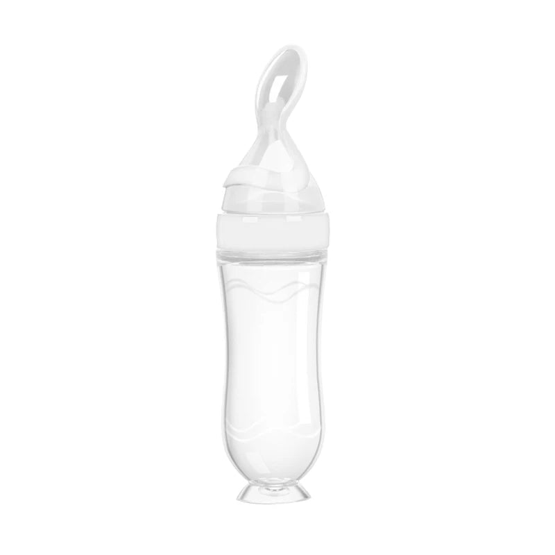 Silicone Baby Feeding Bottle with Spoon – Rice & Milk