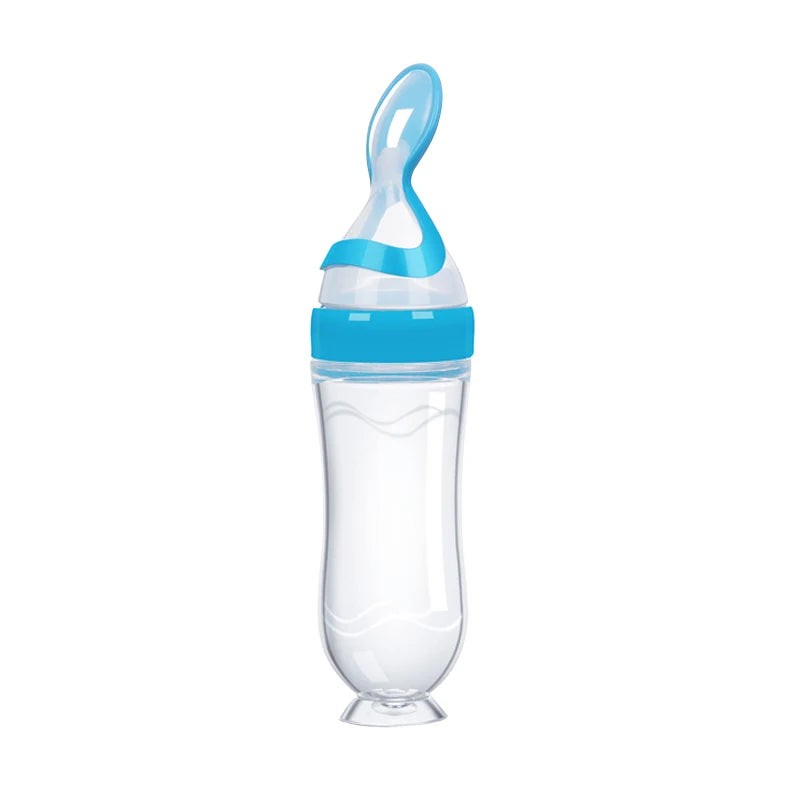 Silicone Baby Feeding Bottle with Spoon – Rice & Milk
