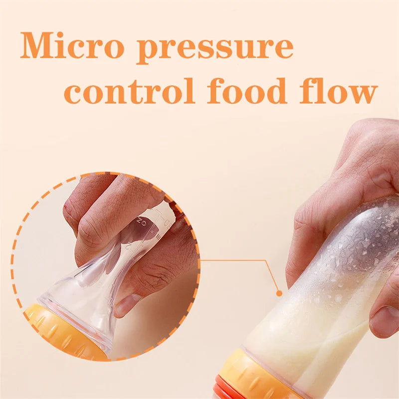 Silicone Baby Feeding Bottle with Spoon – Rice & Milk