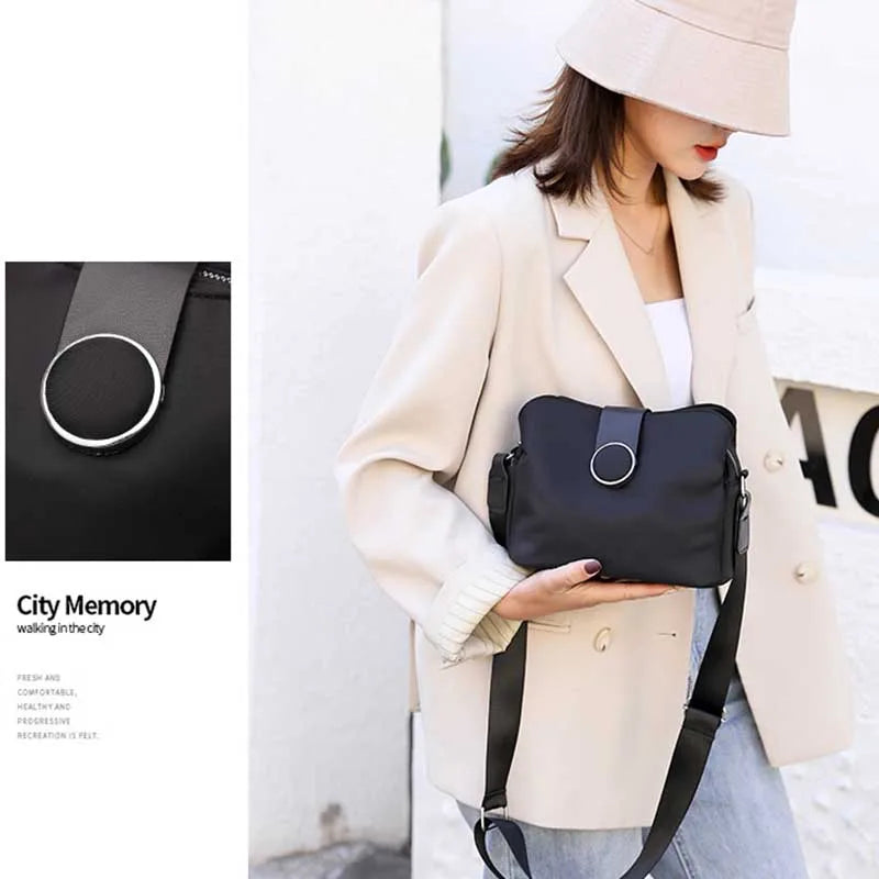 Vintage Waterproof Nylon Shoulder Bag – Simple Women’s Crossbody & Daily Travel Purse
