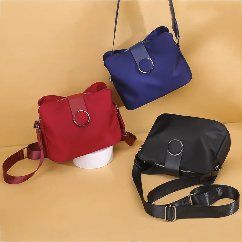 Vintage Waterproof Nylon Shoulder Bag – Simple Women’s Crossbody & Daily Travel Purse