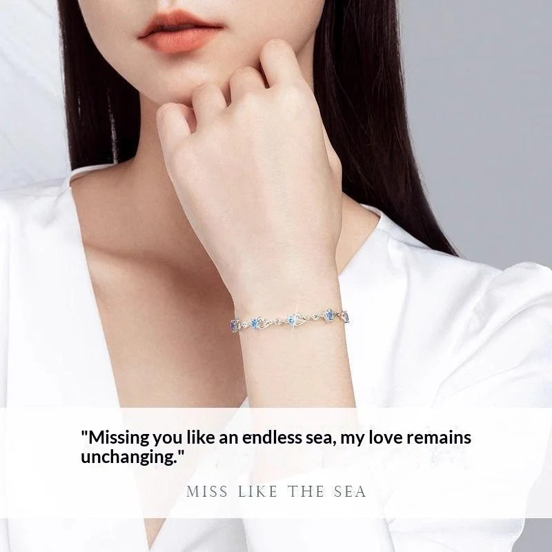 Sea Blue Zircon Heart Bracelet