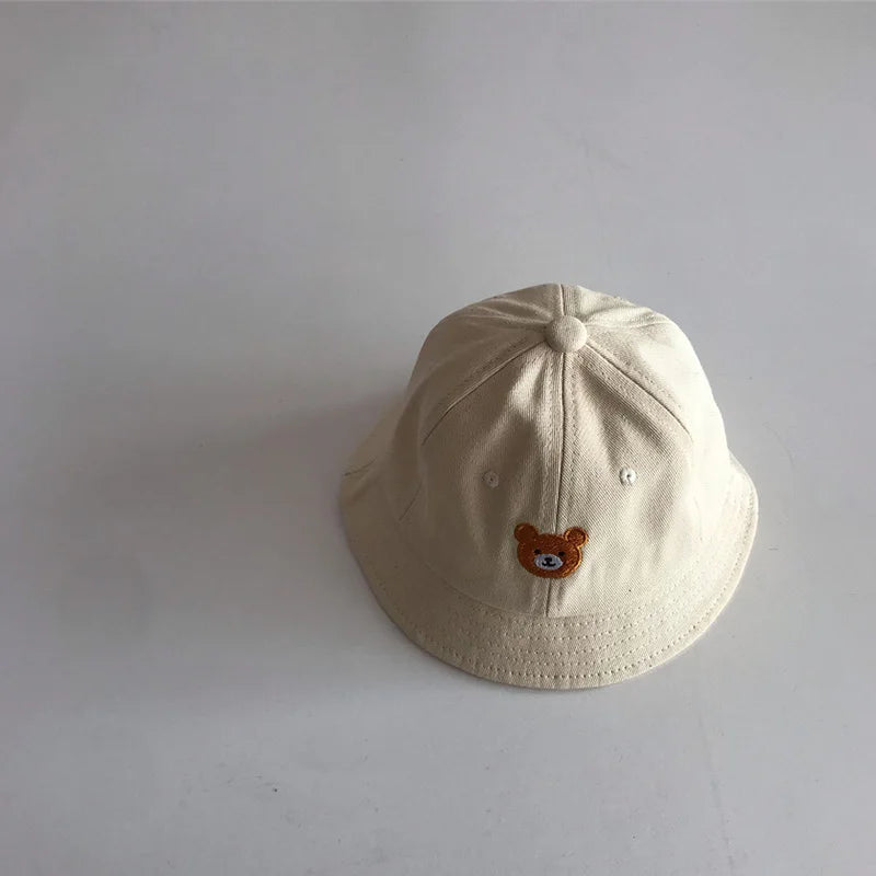 Korean Baby Bucket Hat – Cartoon Bear Sun Cap for Boys & Girls