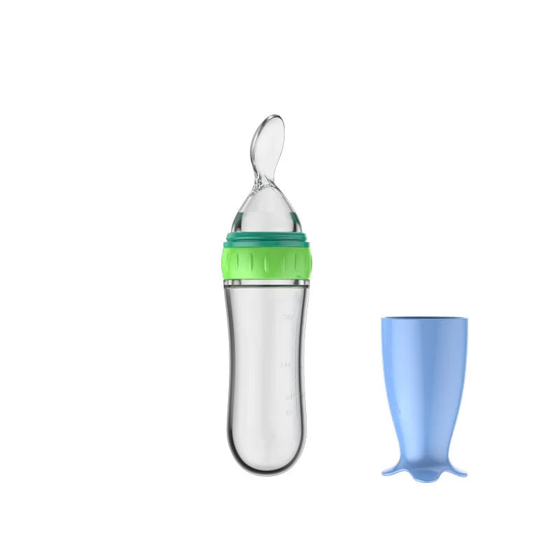Silicone Baby Feeding Bottle with Spoon – Rice & Milk