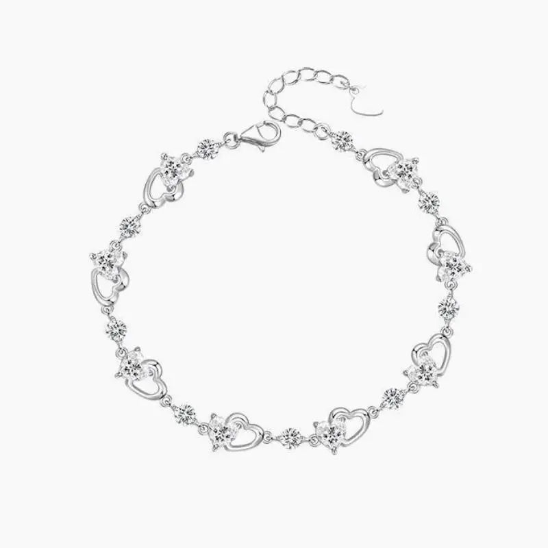 Sea Blue Zircon Heart Bracelet
