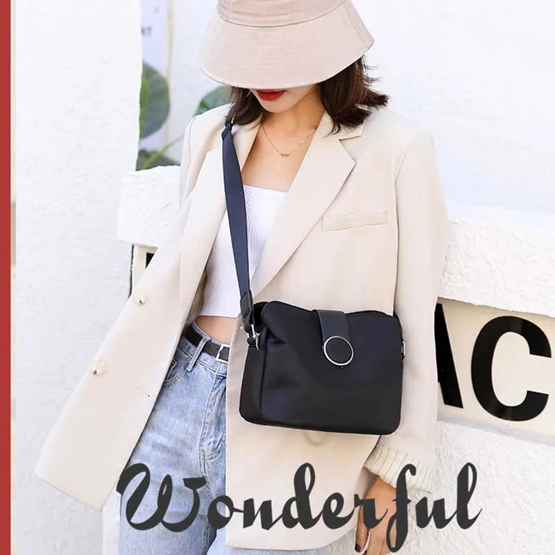 Vintage Waterproof Nylon Shoulder Bag – Simple Women’s Crossbody & Daily Travel Purse