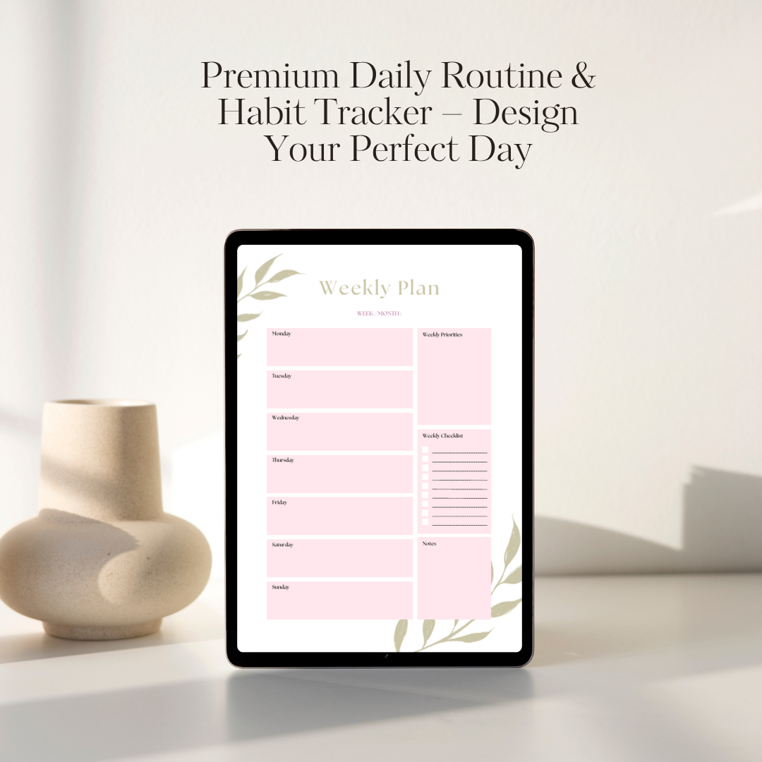 Daily Wellness & Productivity Planner | Digital Aesthetic Daily Organizer | Daily Gratitude, Goal Setting, and Meal Tracker Template