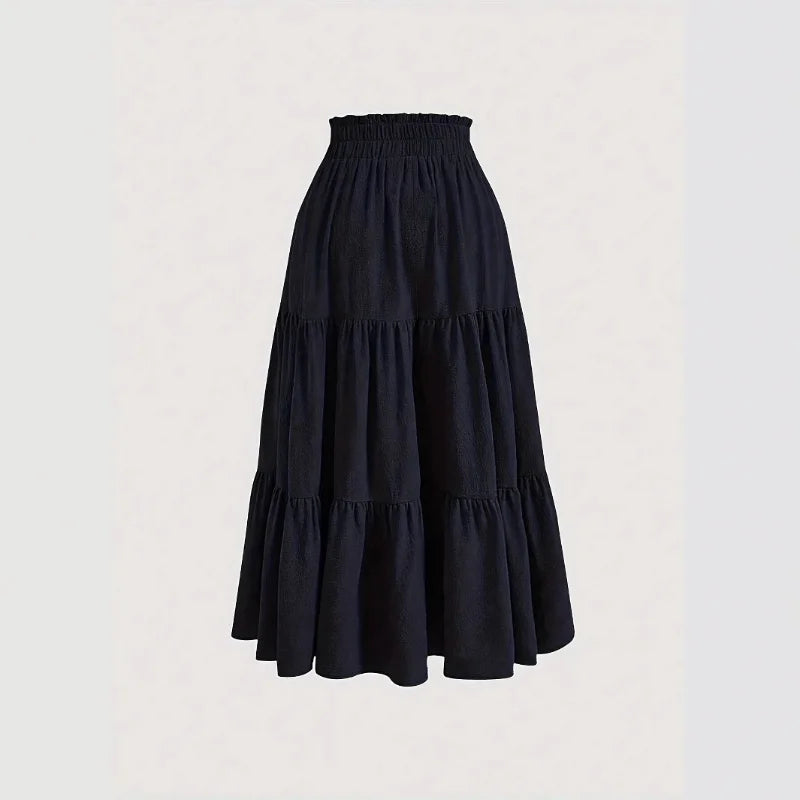 2025 New Women's Boho Vintage Floral Print Maxi Skirt Fashion Elastic High Waist Pleated Flowy A -Line Long Autumn Short Skirts