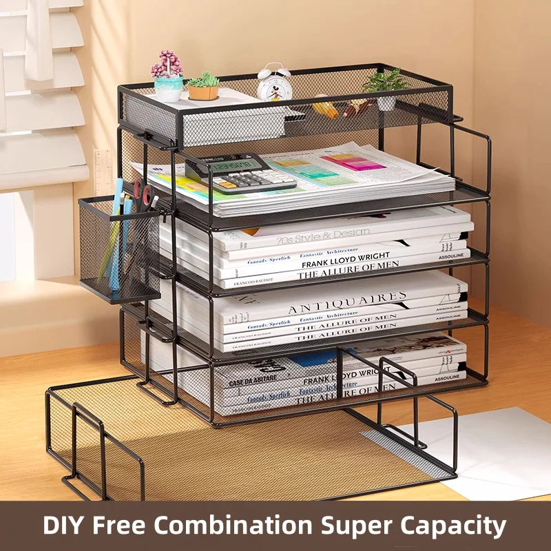 A4 Desk Paper Organizer – Metal Mesh Tray