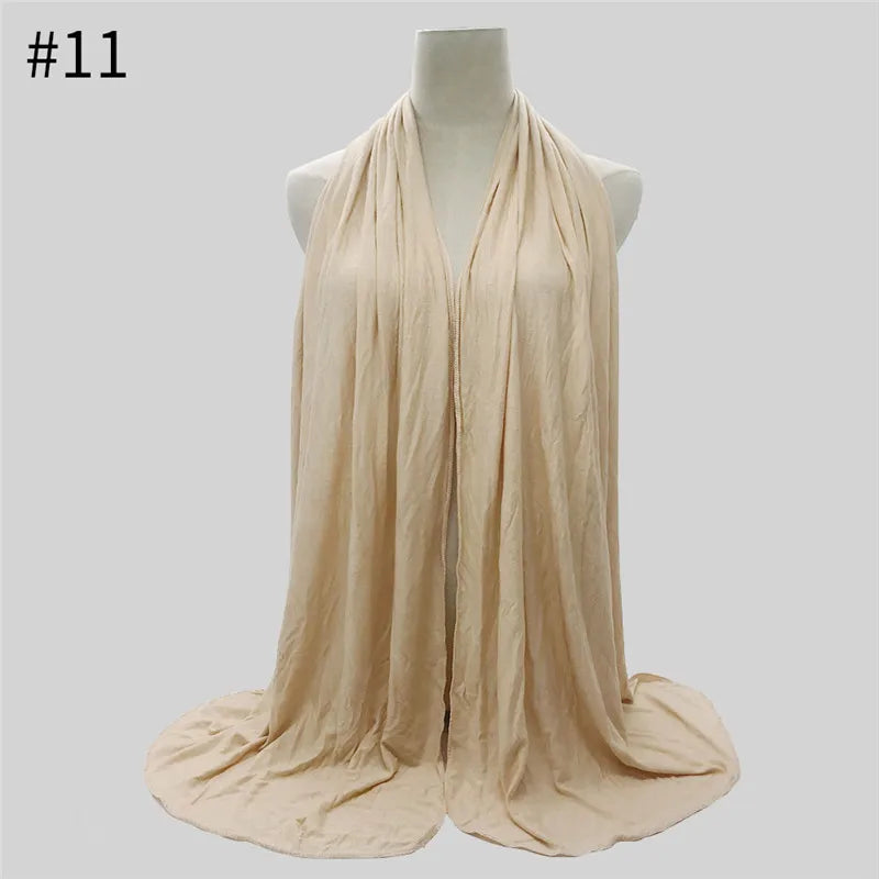 28Color Modal Cotton Jersey Hijab Scarf Ramadan Long Muslim Shawl Plain Solid Soft Turban Wraps For Women Headband