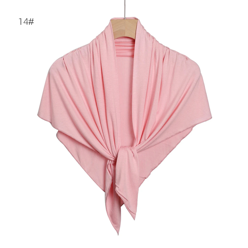2024 New Solid Color Soft Modal Triangle Scarf Hijab Elastic Mercerized Cotton Wrap for Muslim Woman Hot Sale Headscarf