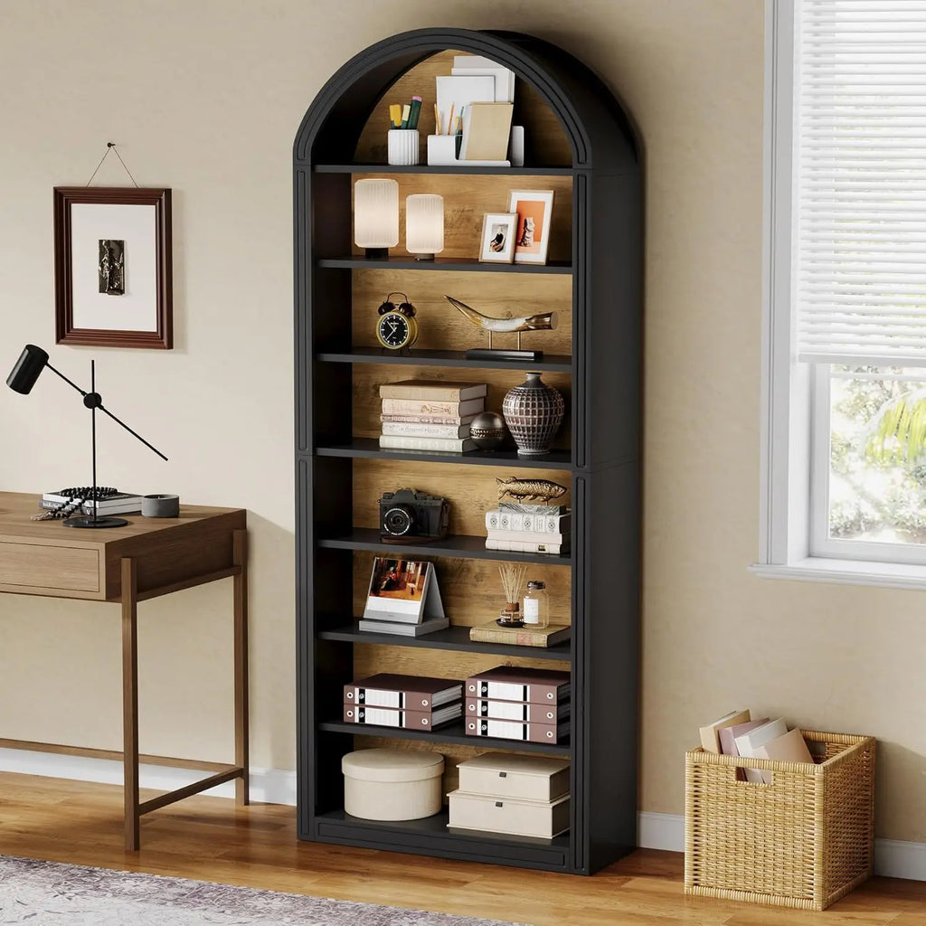 Modern Arched 8-Tier Bookcase – Floor Standing