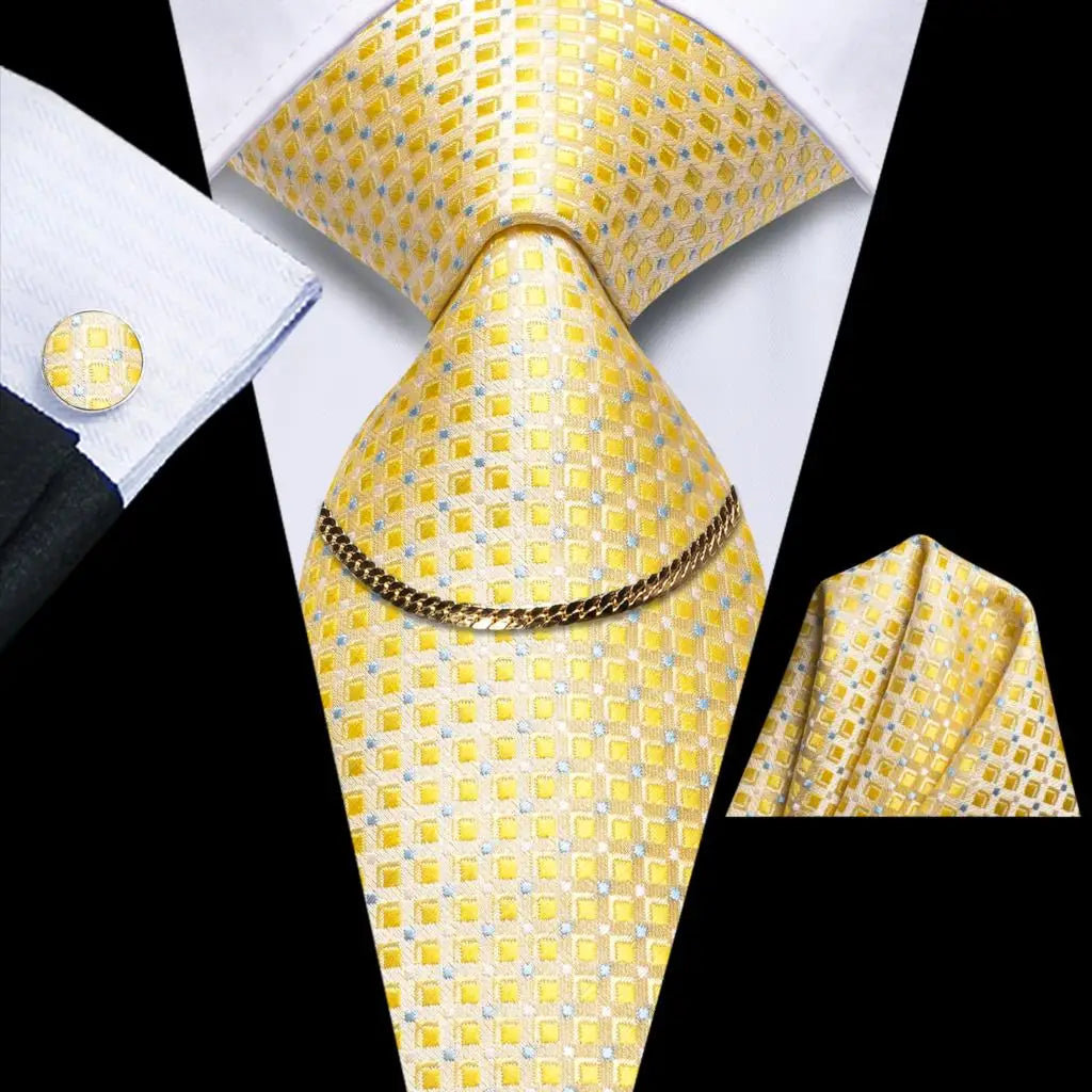 Men’s Black Plaid Silk Tie Set
