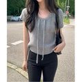 Loose ort Sve Knitted Sweater Women's Dstring Knot  Knot Overhead Sweatirt Casual Sle Online Exclusive