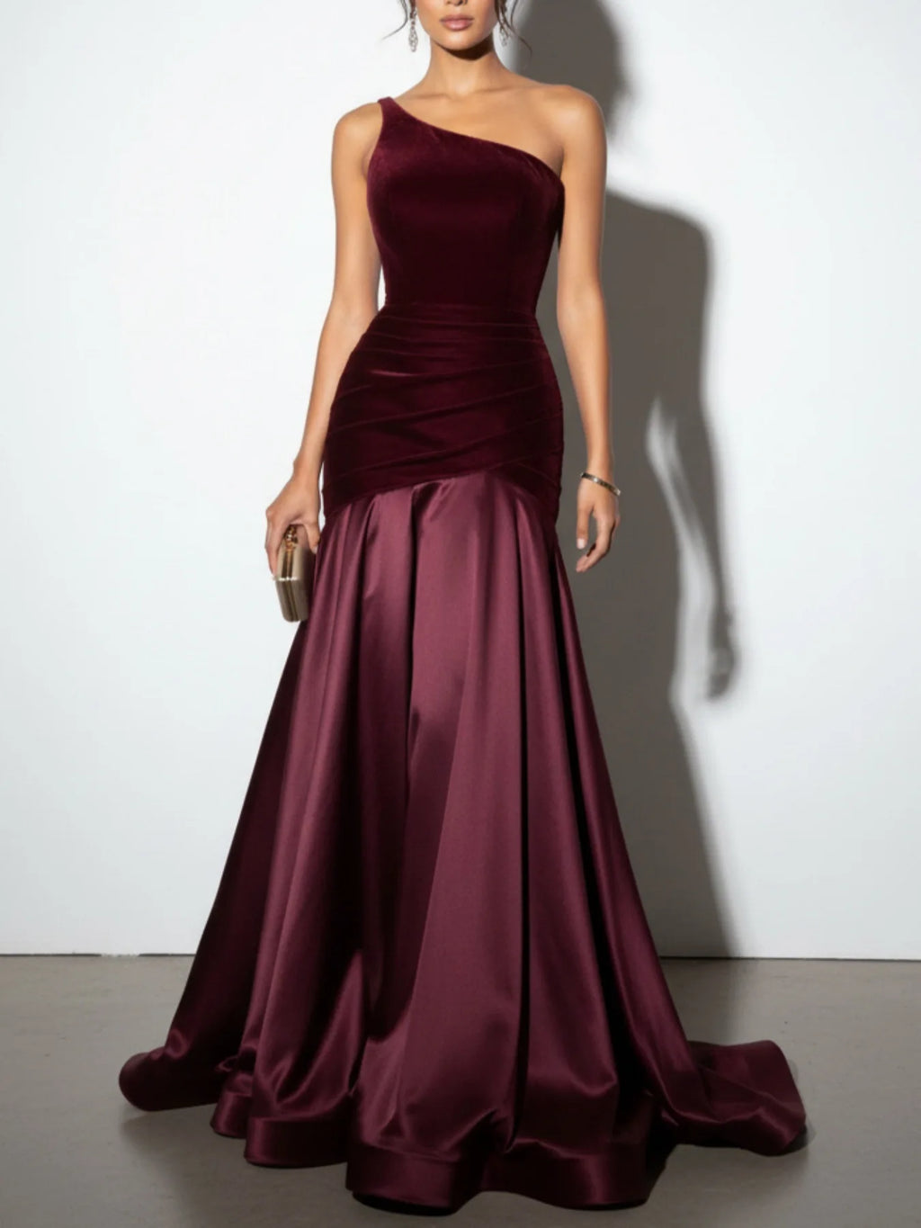 Elegant Party Dresses Women Fashion Waist Slim A-line Spliced Long Dress Female Off-shoulder Velvet Patchwork Evening Gown
