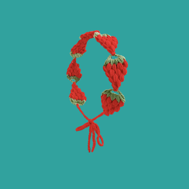 Small Strawberry Headband Crochet Sweet Cute Hair Band Women Scarf Headbands Bandanas Wide Elastic Hairbands Fashion Accessories