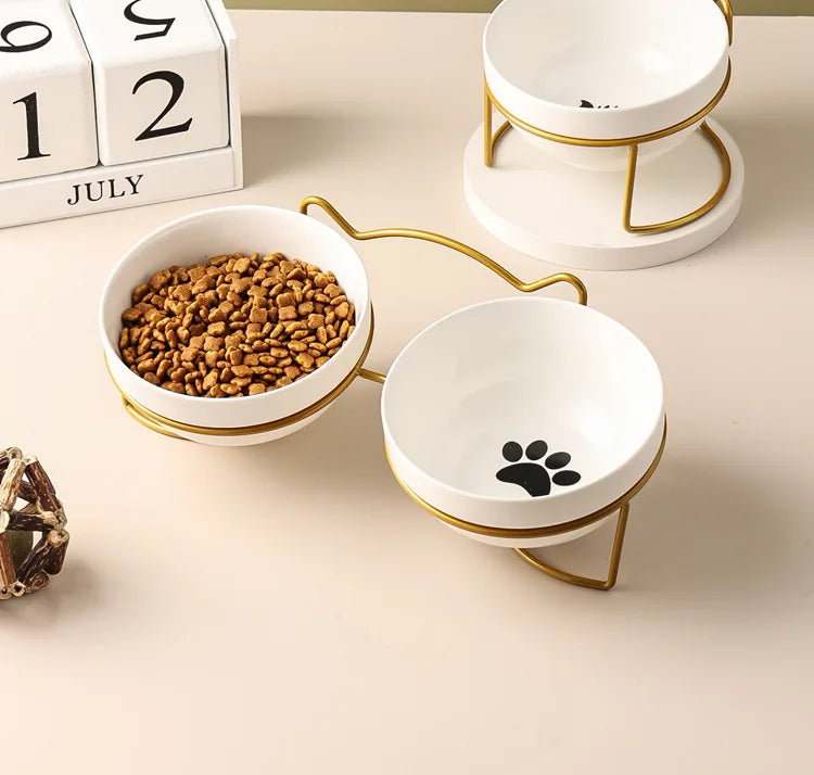 Ceramic Double Pet Bowl – Cervical Protection
