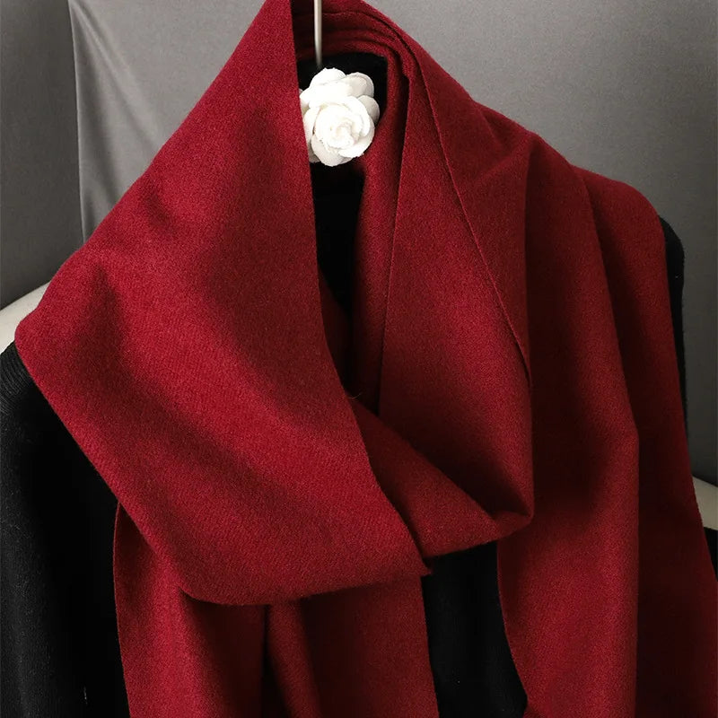 62Color Solid Women Winter Scarf Warm Thicken Cashmere Shawl Outdoor Fashion Luxury Tassels Pashmina Lady Wrap Windproof Scarves