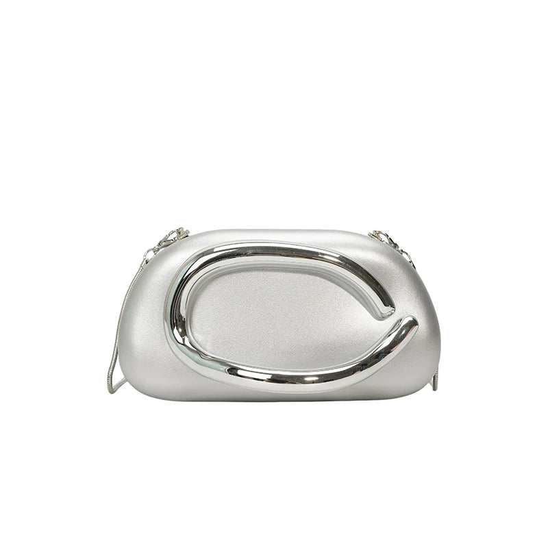 Women PU Leather Metal Handle Handbag & Removable Strap Crossbody Shoulder Bag Hand-held Shoulder Clutch Bag for Wedding Party