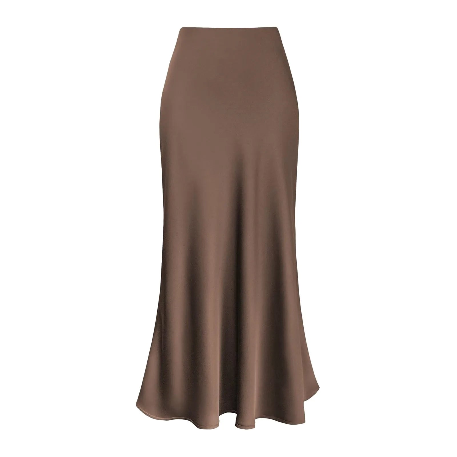 Elegant Silk Satin Skirts For Women High Waisted Skirt New Korean Fashion A-Line Faldas Solid Color Glossy Office Lady Skirts