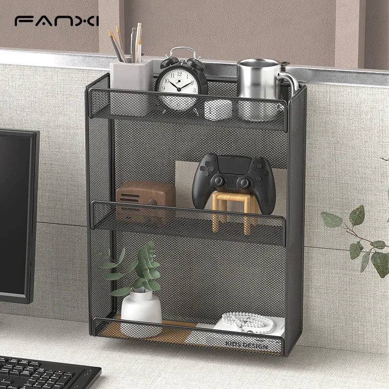 Mesh Desk Organizer – 3 Compartments, Black