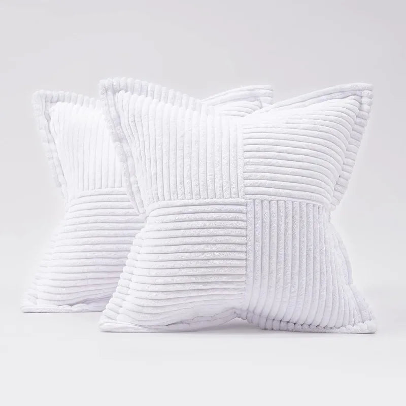 Solid Color Striped Corduroy Pillow Cushion Cover - Minimalist Sofa Backrest Cushion Office Lumbar Support Pillow Case for Nap