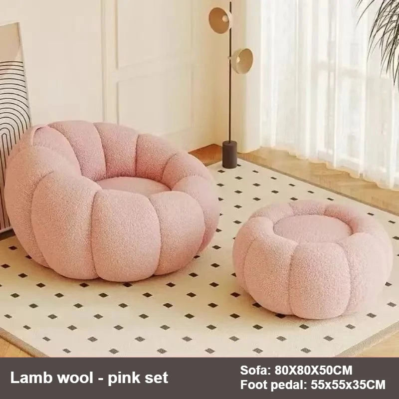 Lazy Pumpkin Sofa Nordic Style Single Sofa Chair EPS Particle Filling Soft Comfortable Home Living Room Balcony Bedroom Sofa Set