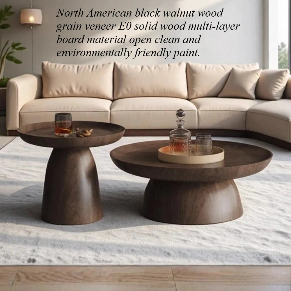 Round Creative Coffee Table Black Walnut Wood Combination Design Coffee Table Built in Design Minimalist furniture accessories