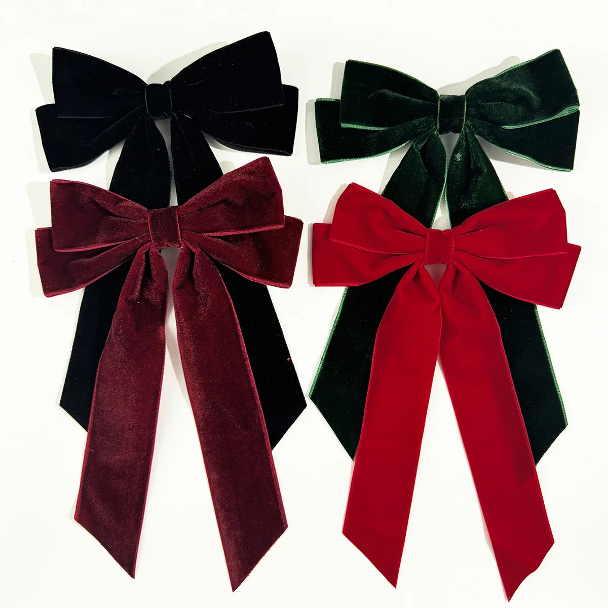Vintage Velvet Bow Hairpins Barrettes For  Girls Wedding Long Ribbon Korean Hair Clip Hairgrip Accessories Christmas party hair