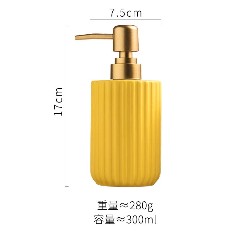Matte Striped Ceramic Soap & Lotion Dispenser
