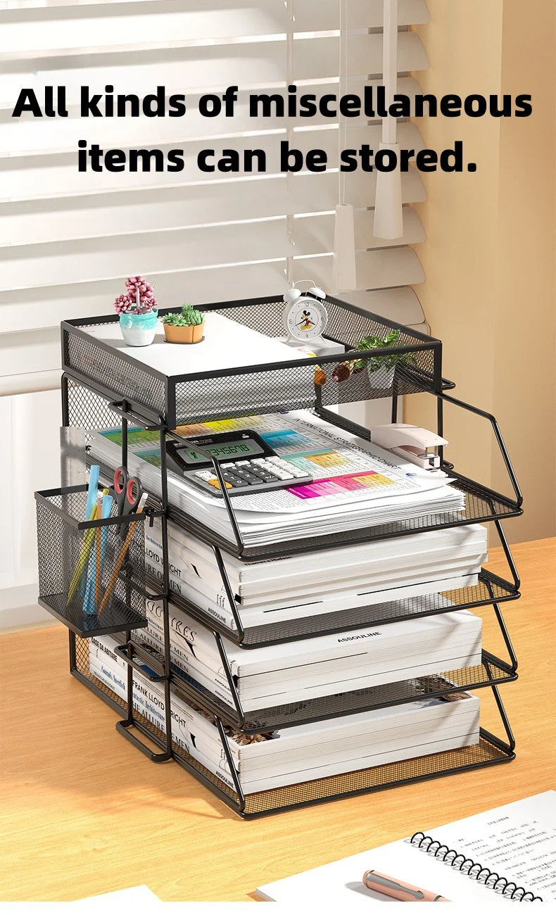 A4 Desk Paper Organizer – Metal Mesh Tray