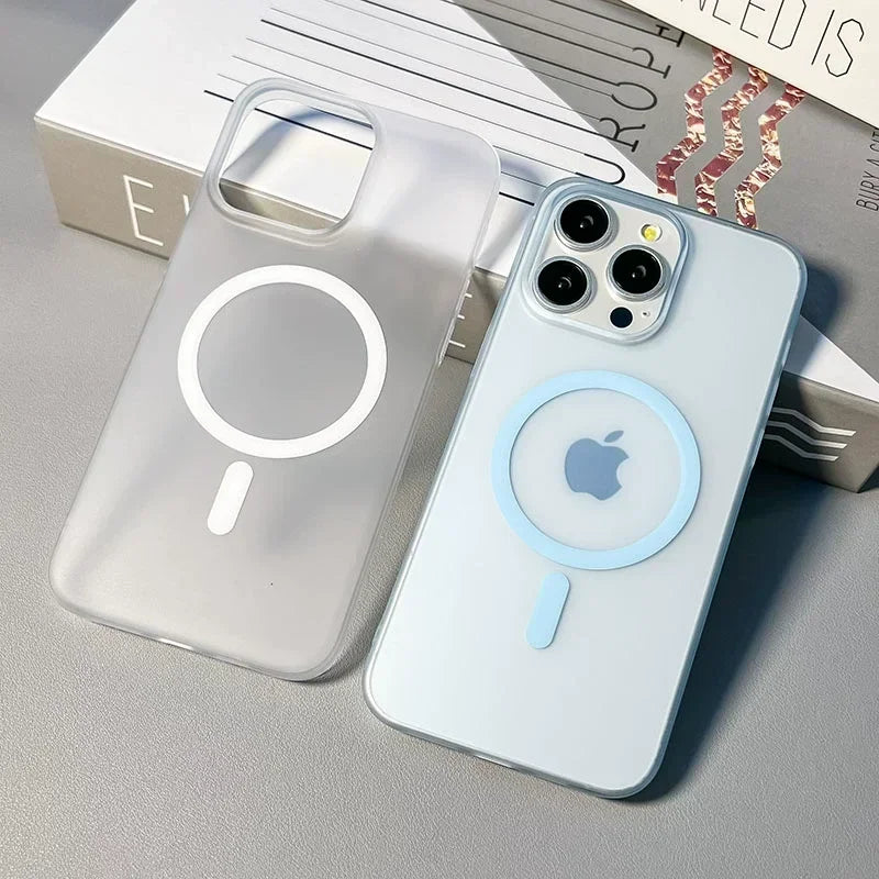 Ultra Thin Matte Magnetic Wireless Charger Case For iPhone 17 16 15 14 13 12 11 Pro Max For Magsafe Hard PC Translucent Cover