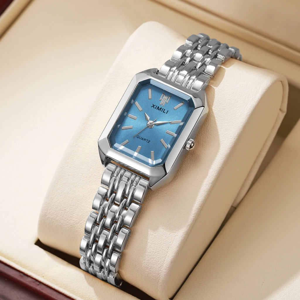 1/2/4PCS Luxury Women Watches Fashion Rectangle Woman Quartz Watch Stainless Steel Band Wristwatches Reloj Mujer（Without Box）