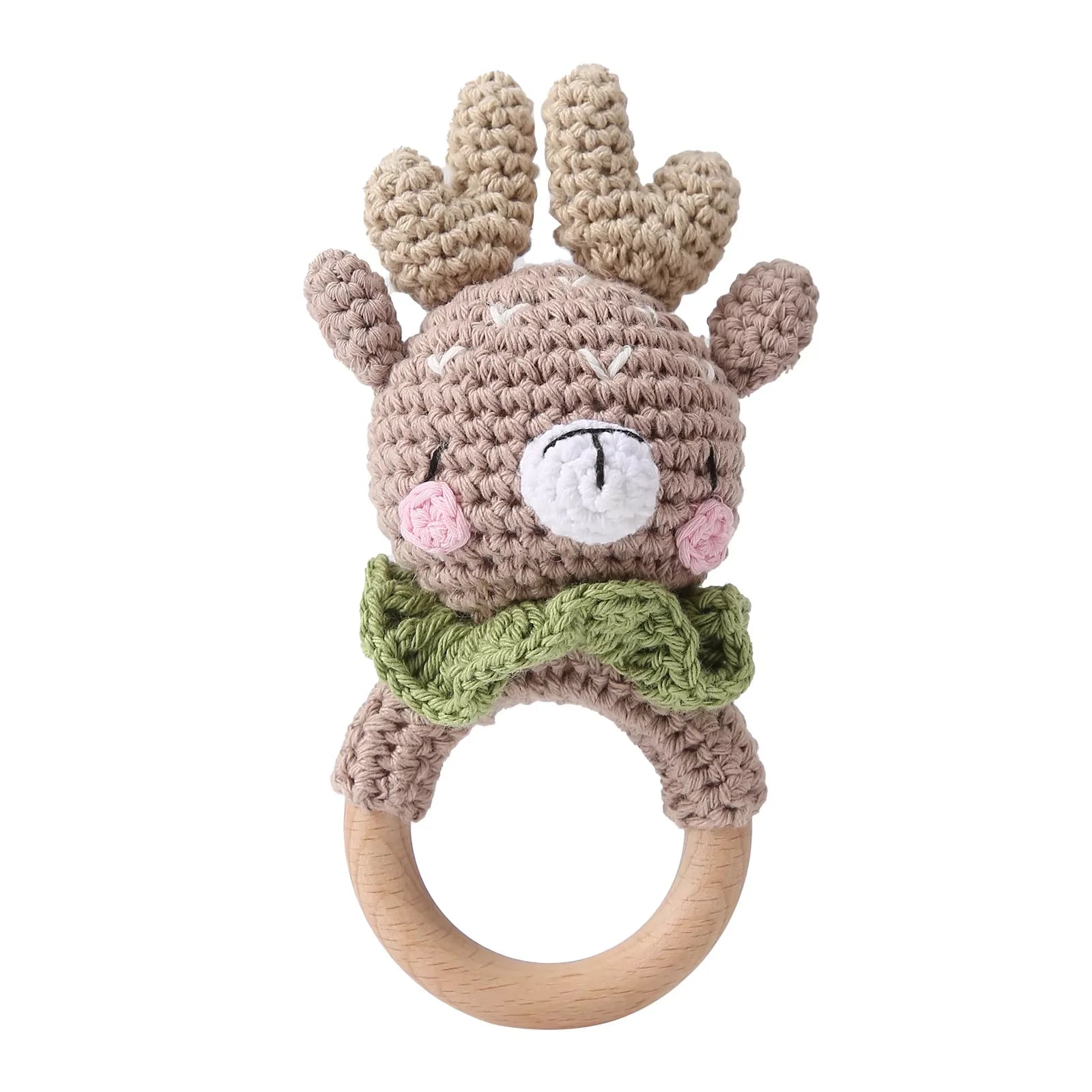 Baby Crochet Rattle & Wooden Teether – Rabbit Toy