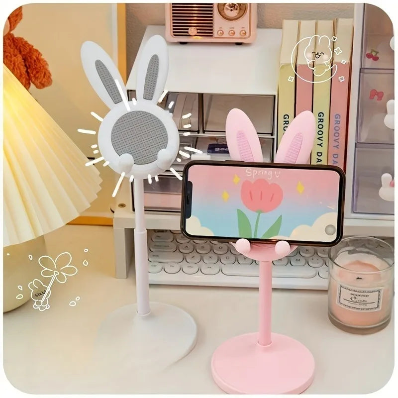 Pink Cartoon Little Rabbit Desktop Mobile Phone Stand Tablet Computer Stand Adjustable Telescopic Lift Student Lazy Person Stand