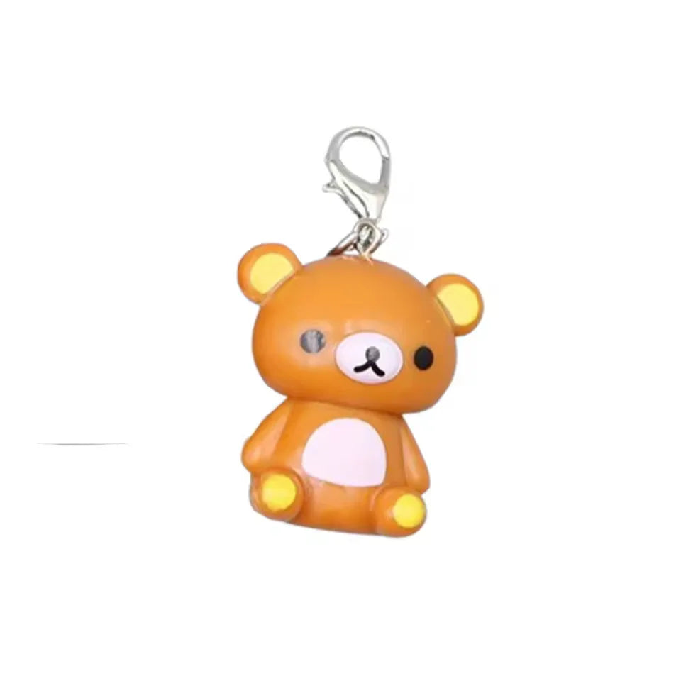 Kawaii Rilakkuma Easy Bear Keychains Lazybear Doll Bag Clothing Puller Phone Rope Keyrings Accessories Pendants Couple Gifts