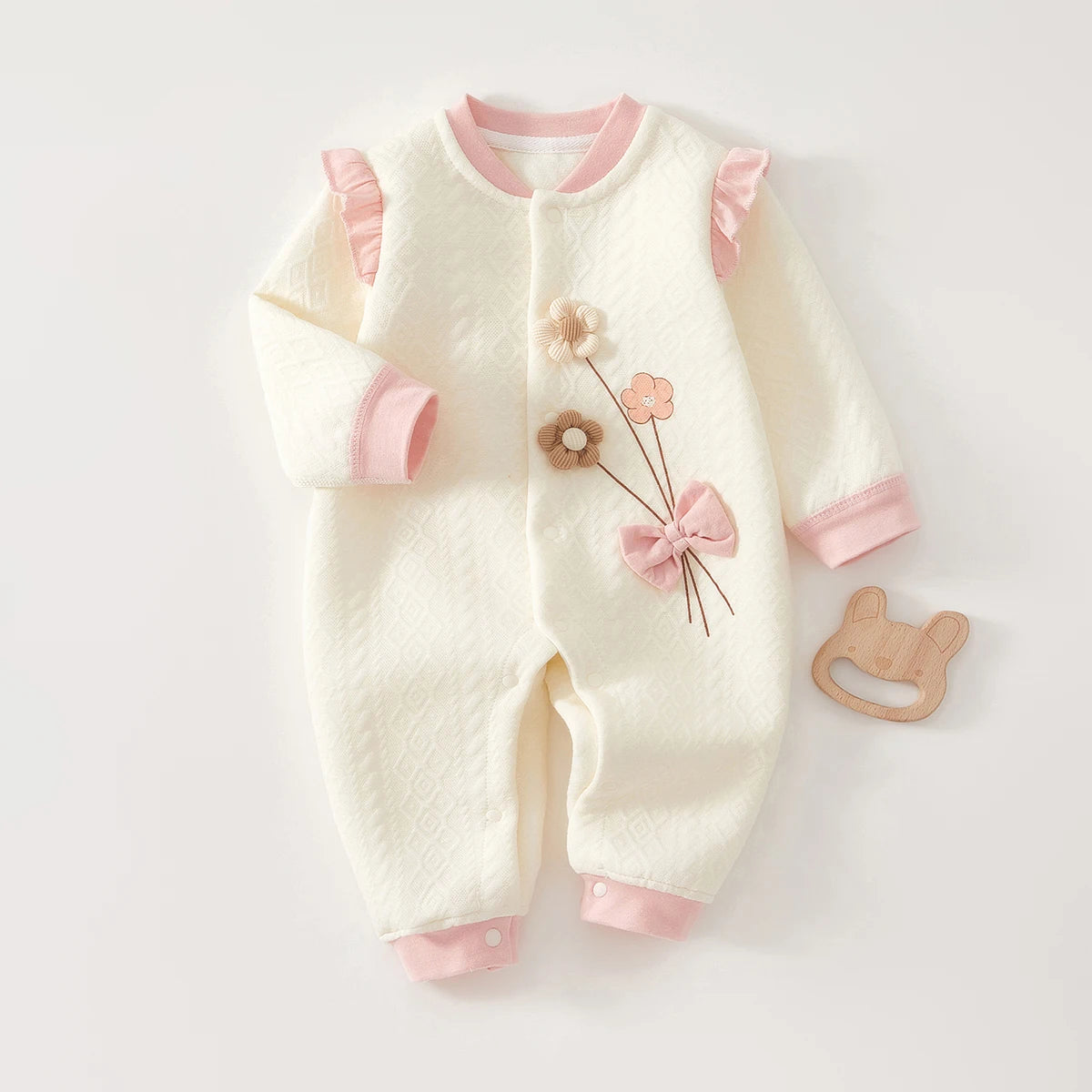 Silk-Lined Autumn Baby Romper – Full-Month Outfit
