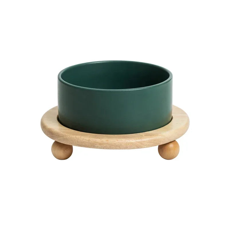 Elevated Pet Bowl with Wood Stand (400/850ml)