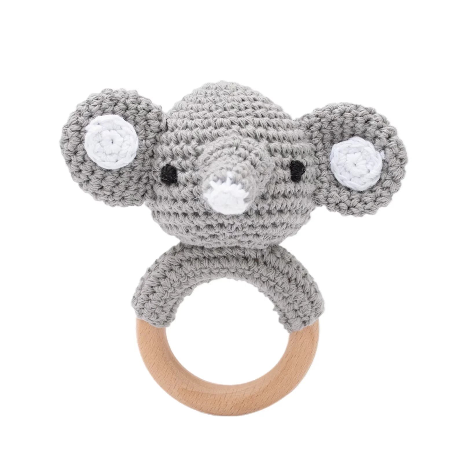 Baby Crochet Rattle & Wooden Teether – Rabbit Toy