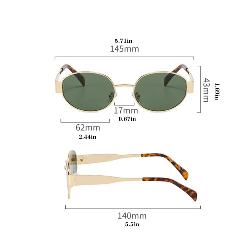 1PCS/2PCS/3PCS Metal Fashion Women's Sunglasses Luxury Brand Glasses Oval Frame Classic Colors