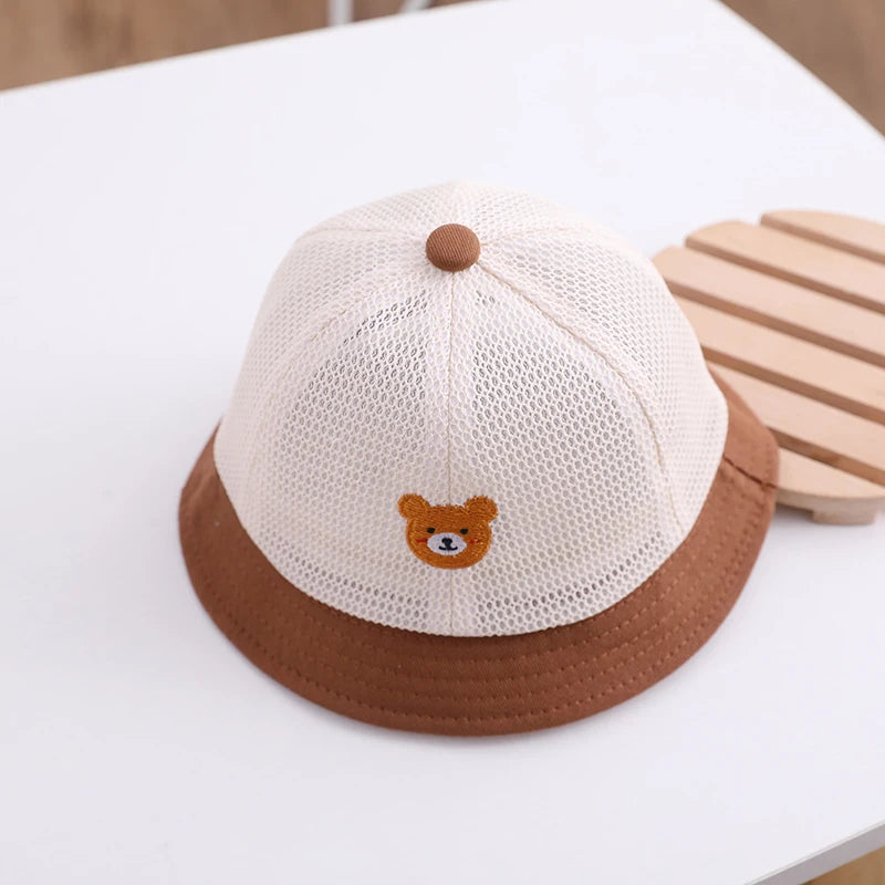 Korean Baby Bucket Hat – Cartoon Bear Sun Cap for Boys & Girls