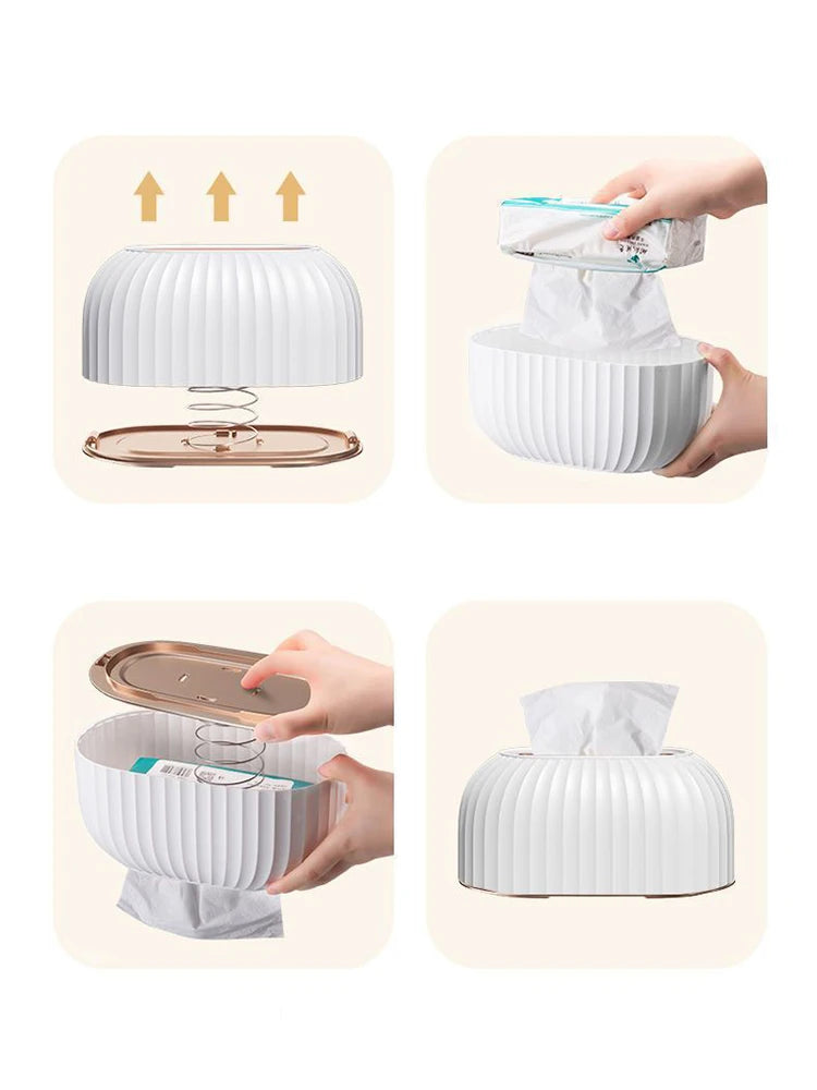 Household Tissue Box with Spring – 1pc