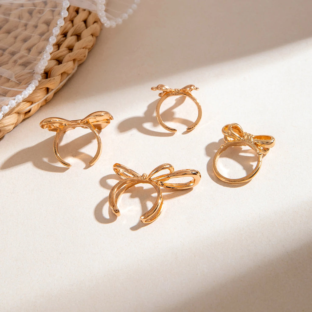 Tocona 2024 New Trendy Geometric Gold Silver Colour Set Rings for Women Adjustable Finger Ring Party Wedding Jewelry Accessories