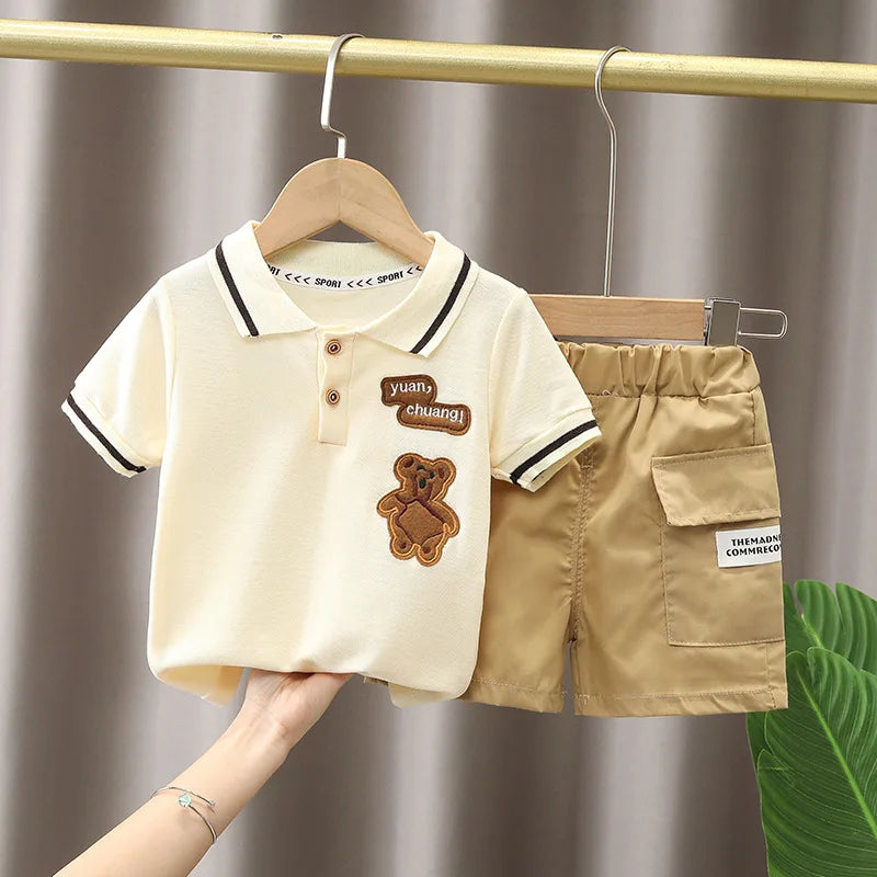 Kids Summer Set – Cotton Cartoon Polo & Shorts (4-6Y)