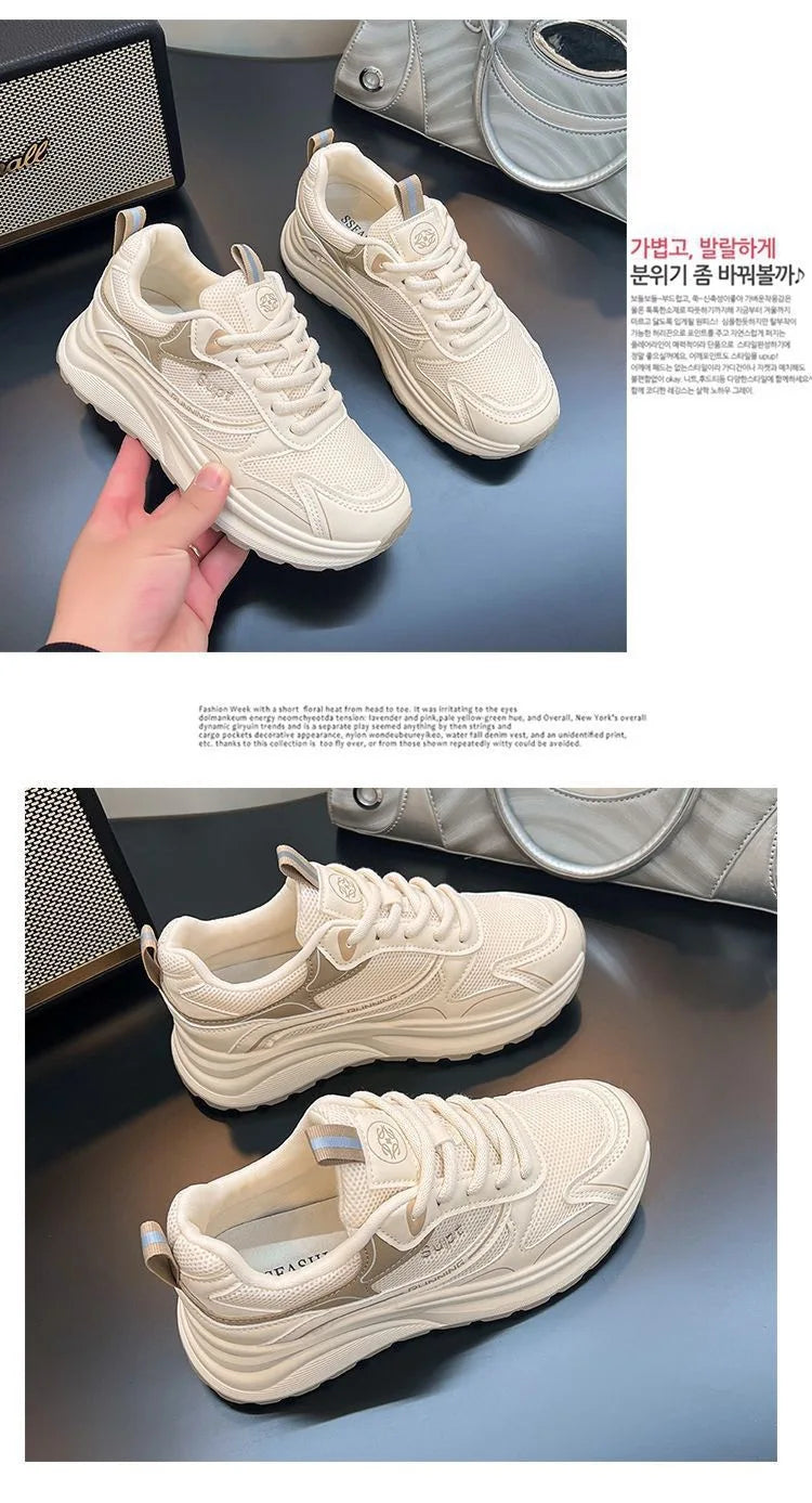 Height Increase Women Vulcanized Shoes Autumn New Lightweight Lace Up Platform Sneakers Comfort Breathable Non Slip Casual Shoes