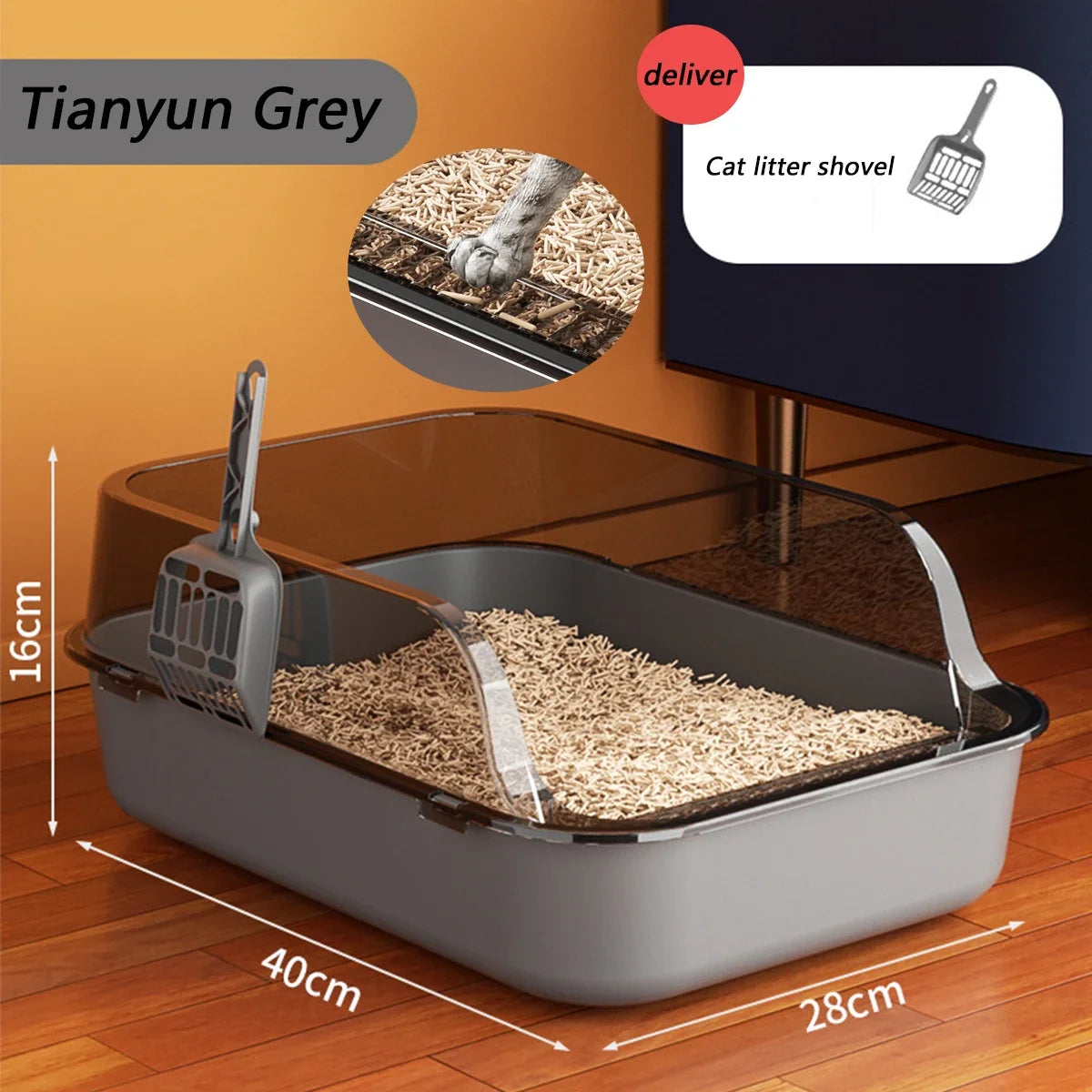 Semi-Enclosed Cat Litter Box